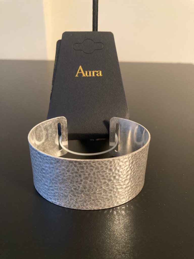 Aura Hammered Silver-Tone Wide Cuff Bracelet